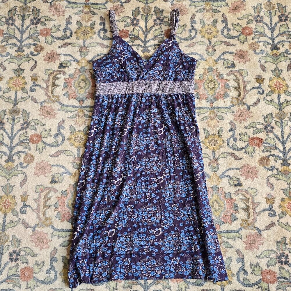 Lucky Brand Blue Floral Sleeveless Midi Dress Women's S
